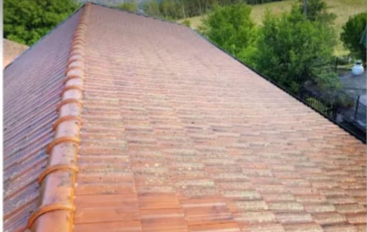 Nettoyage haute pression d'une toiture de chalet — avant travaux
